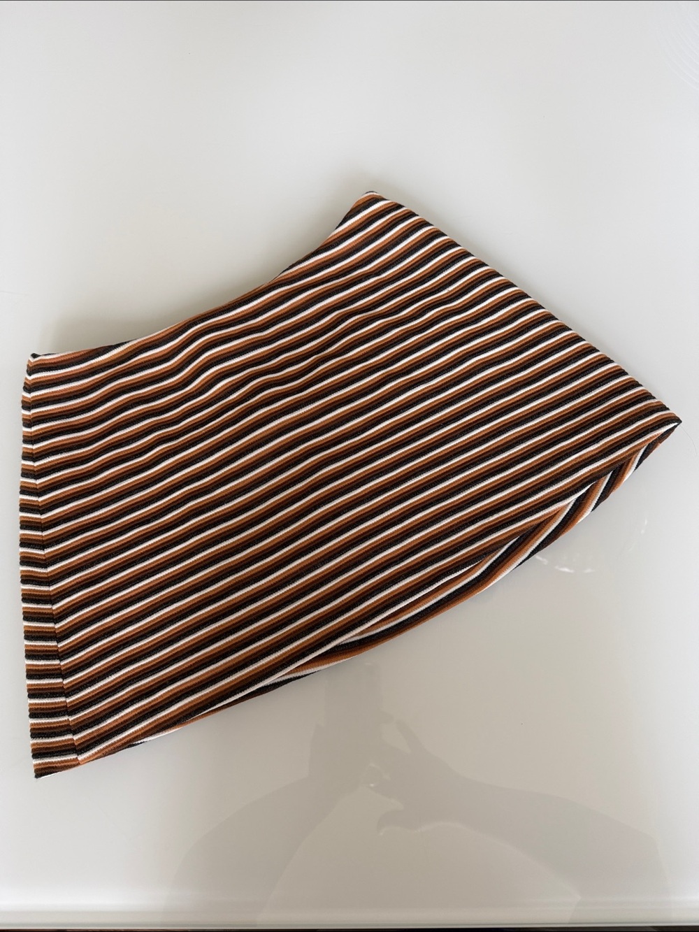 Hammett Active Striped Retro Mini Skirt in Brown and Orange - size EU 42 or 44.